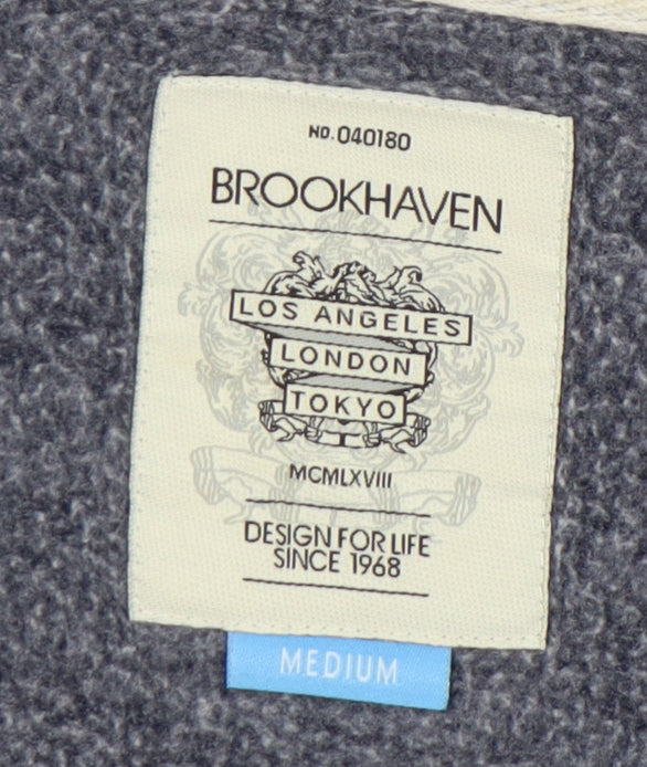 Brookhaven Men's Grey Zip Hoodie, Medium, Hooded Style