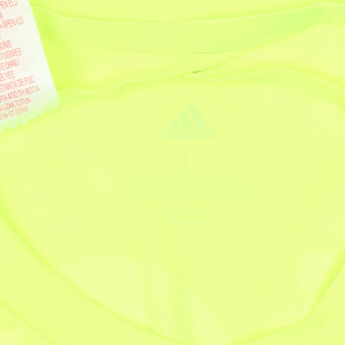 Adidas Boys Green Football T-Shirt, Size L, Athletic Fit