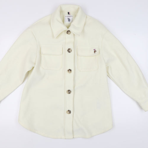 U.S. Polo Assn. Women's White Jacket Size L Collared Casual