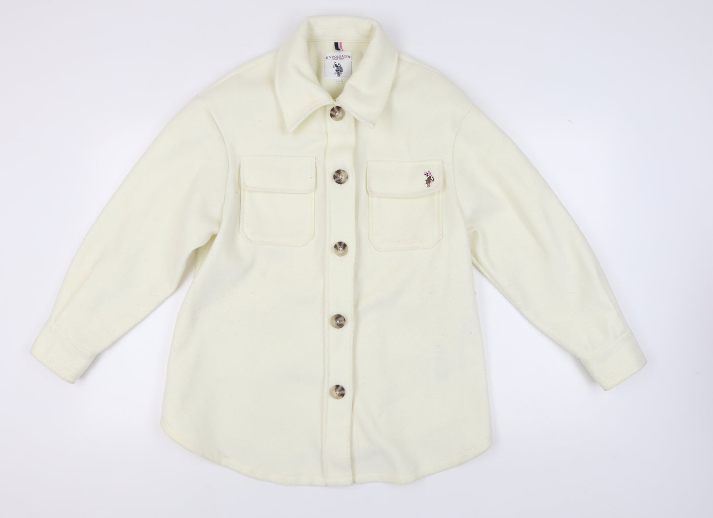 U.S. Polo Assn. Women's White Jacket Size L Collared Casual
