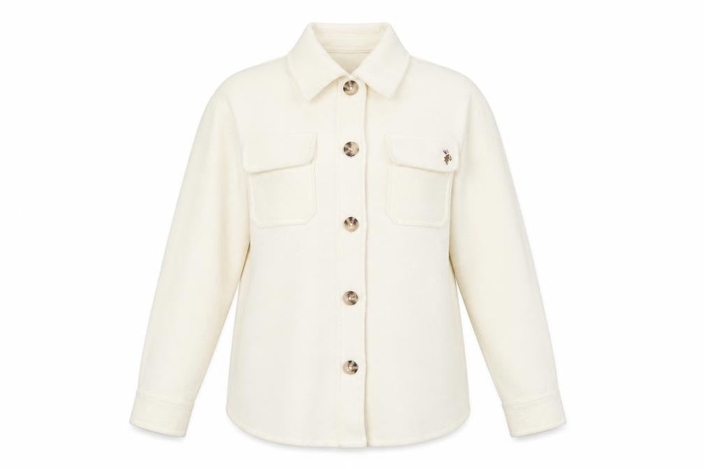 Front view of U.S. Polo Assn. Women's White Jacket, size L, Collared Casual