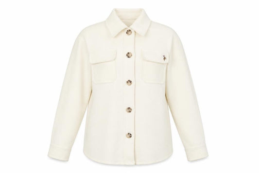 Front view of U.S. Polo Assn. Women's White Jacket, size L, Collared Casual
