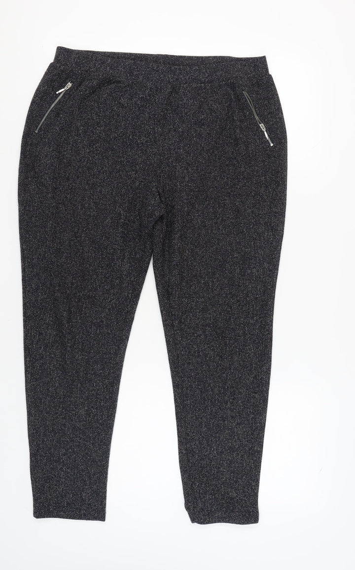 Warehouse Women's Black Cropped Tapered Trousers - Size 16