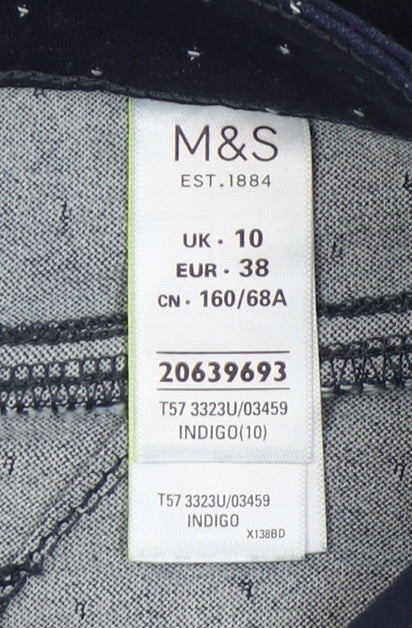 Marks and Spencer Women's Blue Polka Dot Denim Shorts Size 10