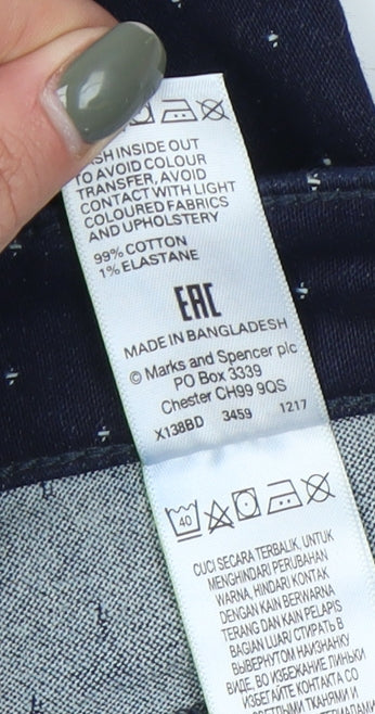 Marks and Spencer Women's Blue Polka Dot Denim Shorts Size 10