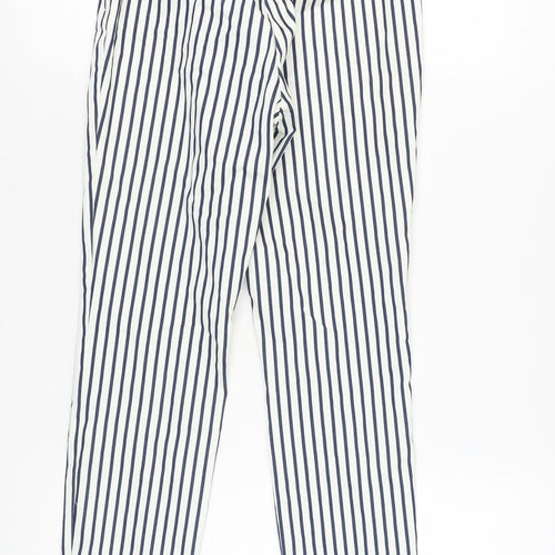 H&M Women's White Blue Striped Trousers, Size 6