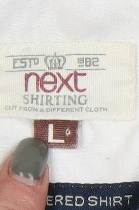 Next Men's White Bird Print Shirt, L Size, Short Sleeve