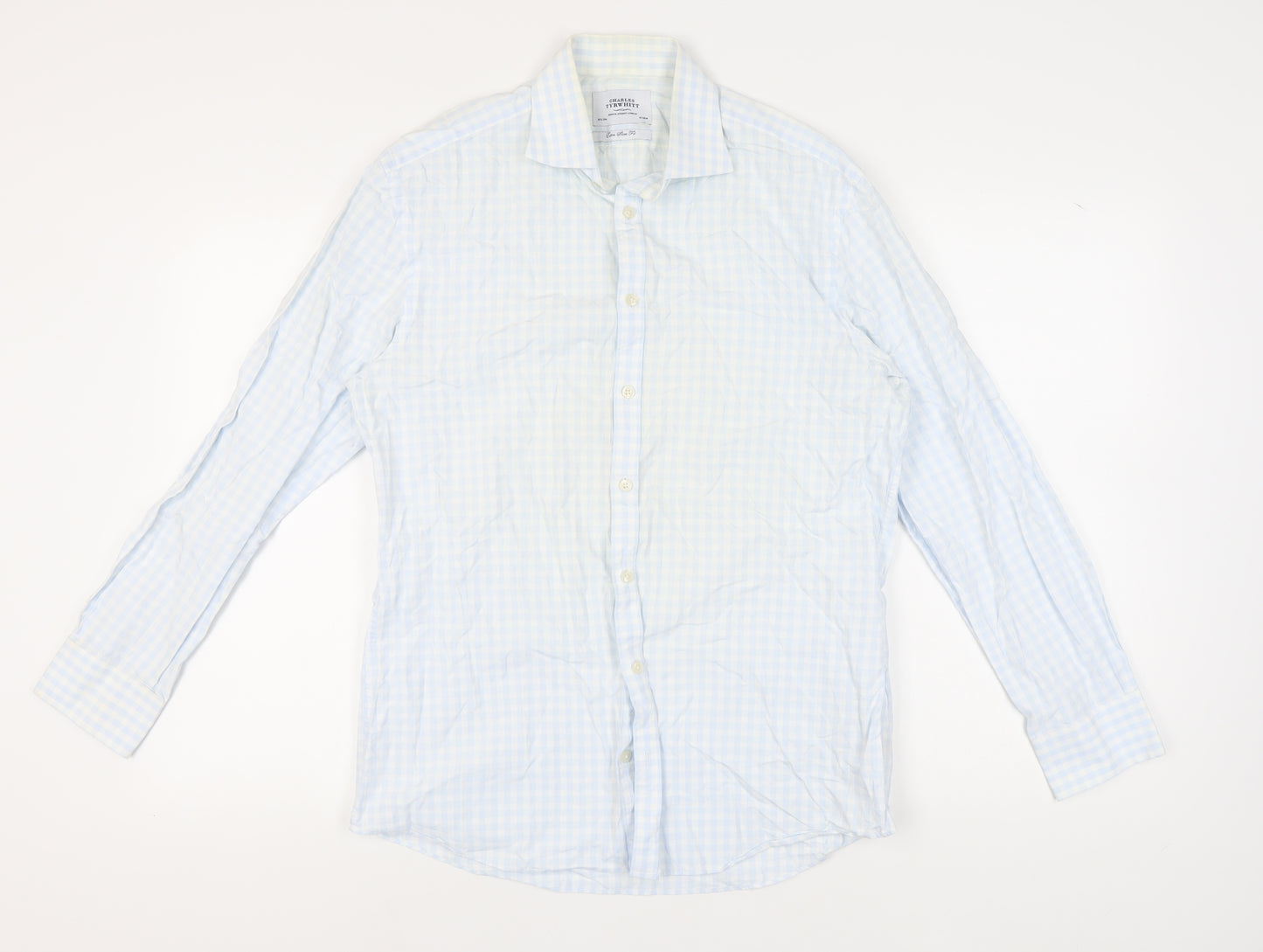Charles Tyrwhitt Men's Blue Check Extra-Slim Shirt