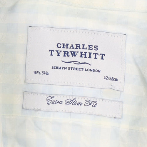 Charles Tyrwhitt Men's Blue Check Extra-Slim Shirt