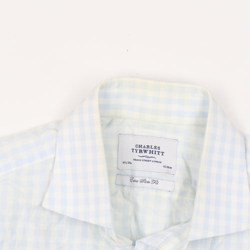 Charles Tyrwhitt Men's Blue Check Extra-Slim Shirt