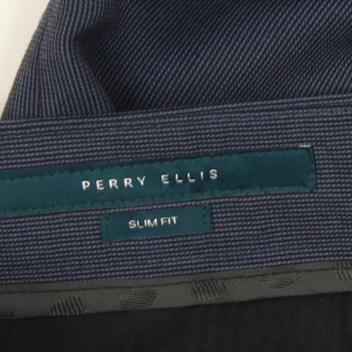 Perry Ellis Men's Blue Slim Fit Dress Trousers