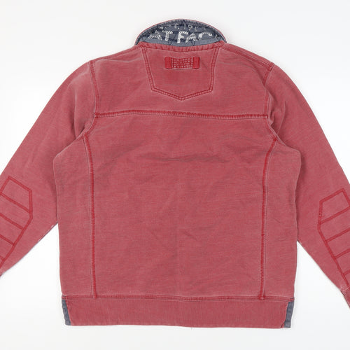 Fat Face Men's Red Henley Sweatshirt, Size L, Jersey Fabric