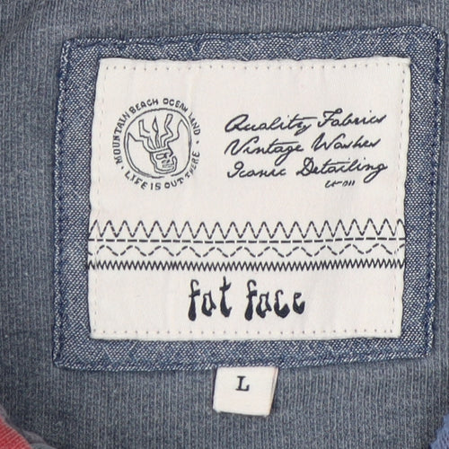 Fat Face Men's Red Henley Sweatshirt, Size L, Jersey Fabric