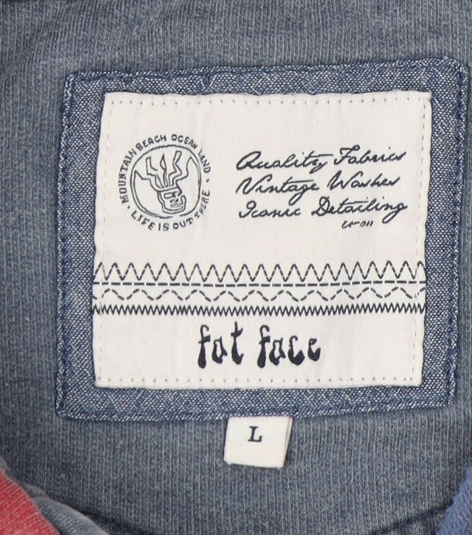 Fat Face Men's Red Henley Sweatshirt, Size L, Jersey Fabric