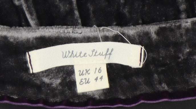 White Stuff Women's Black Velvet Skirt UK 16