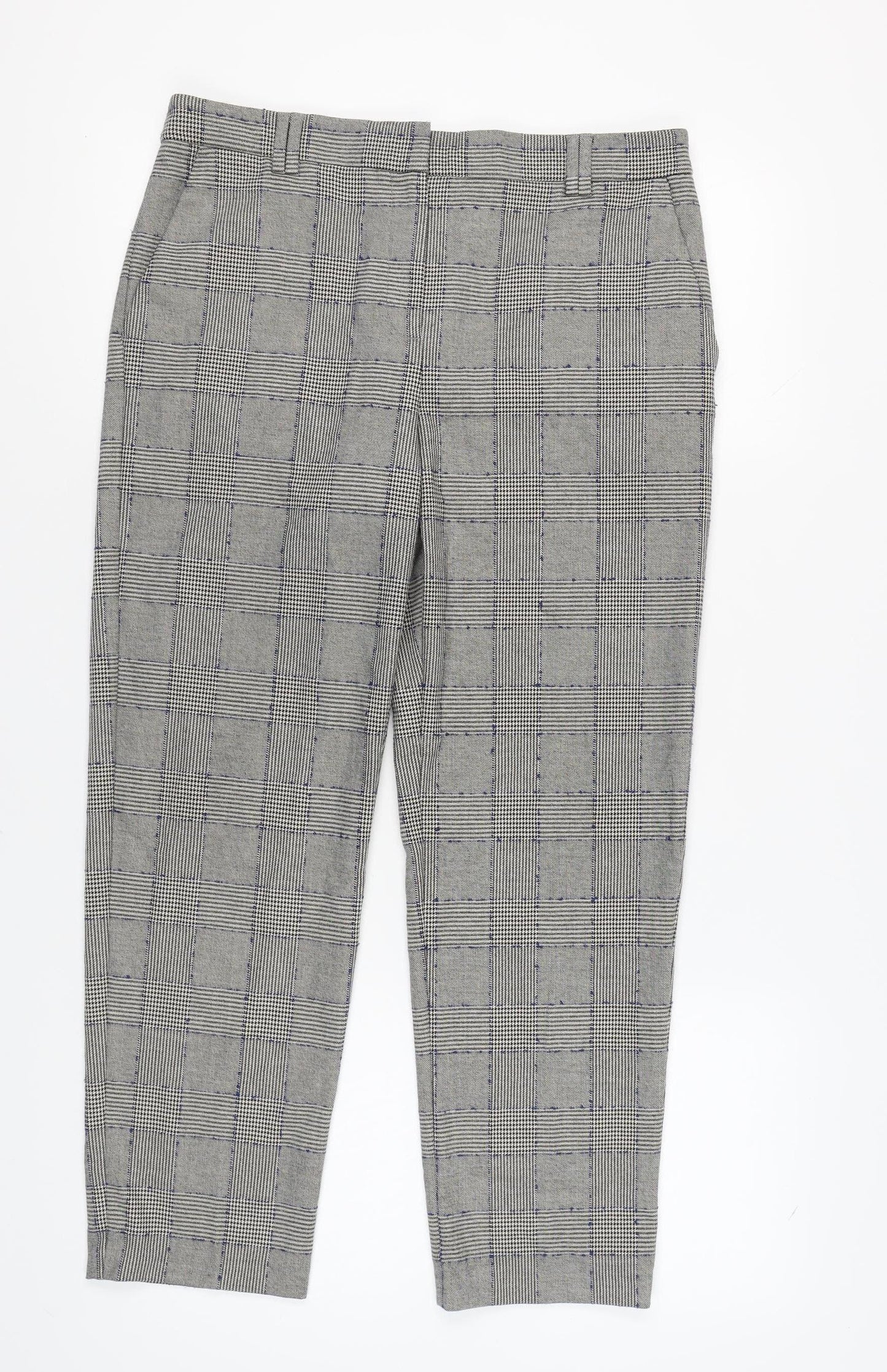 Marks and Spencer Women's Grey Plaid Trousers Size 12