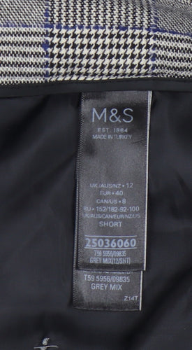 Marks and Spencer Women's Grey Plaid Trousers Size 12