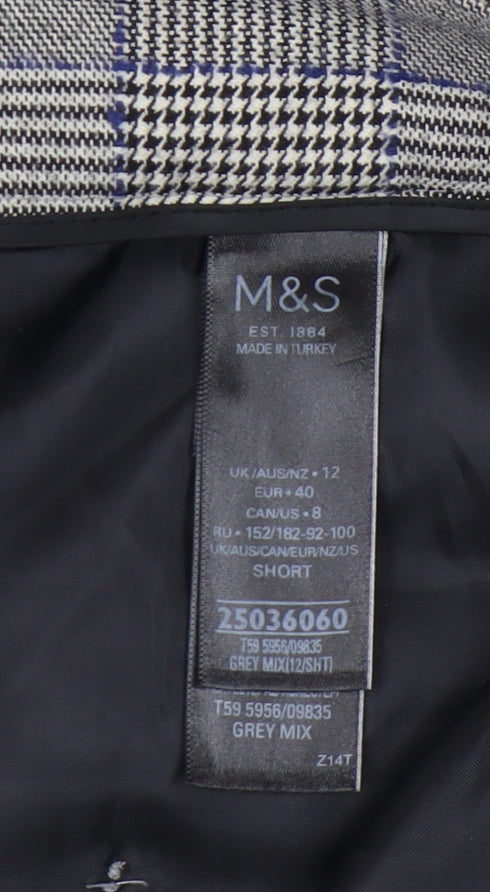 Marks and Spencer Women's Grey Plaid Trousers Size 12