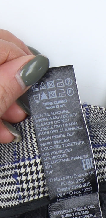 Marks and Spencer Women's Grey Plaid Trousers Size 12