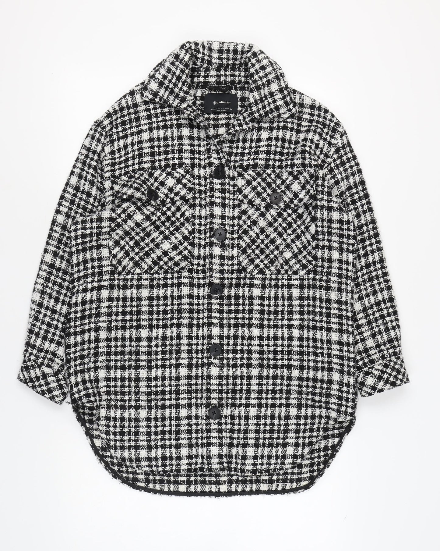 Stradivarius Women's Black Checked Jacket M