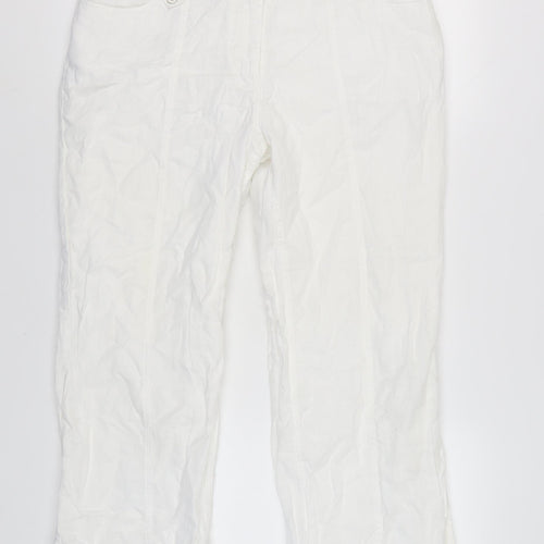 Marks and Spencer Women's White Linen Trousers Size 16