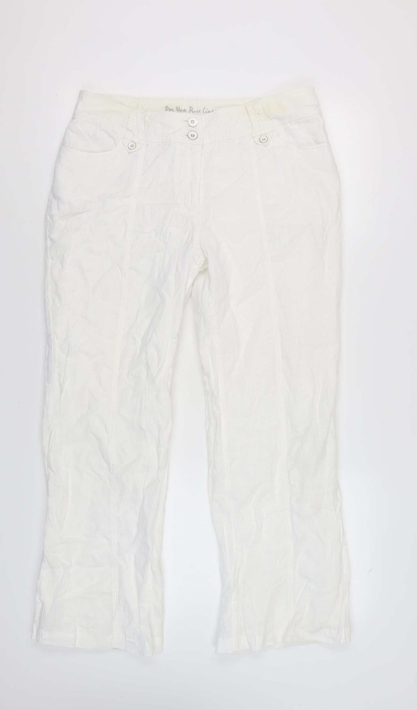 Marks and Spencer Women's White Linen Trousers Size 16