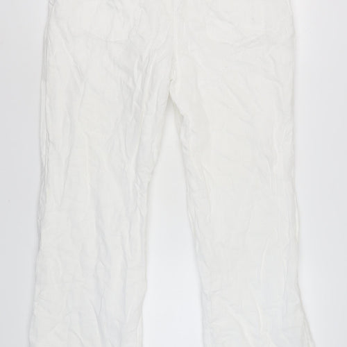 Marks and Spencer Women's White Linen Trousers Size 16
