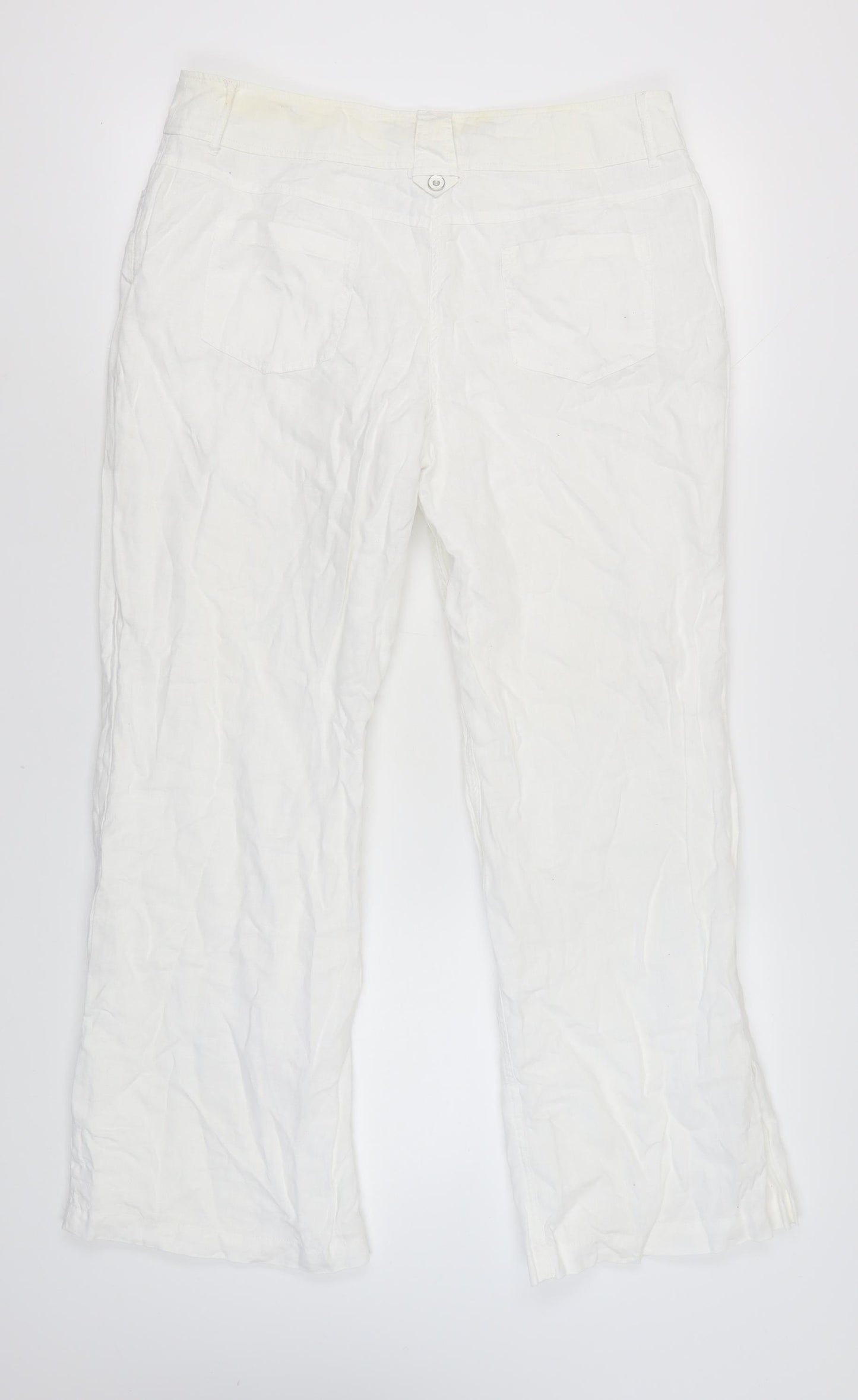 Marks and Spencer Women's White Linen Trousers Size 16