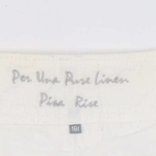 Marks and Spencer Women's White Linen Trousers Size 16