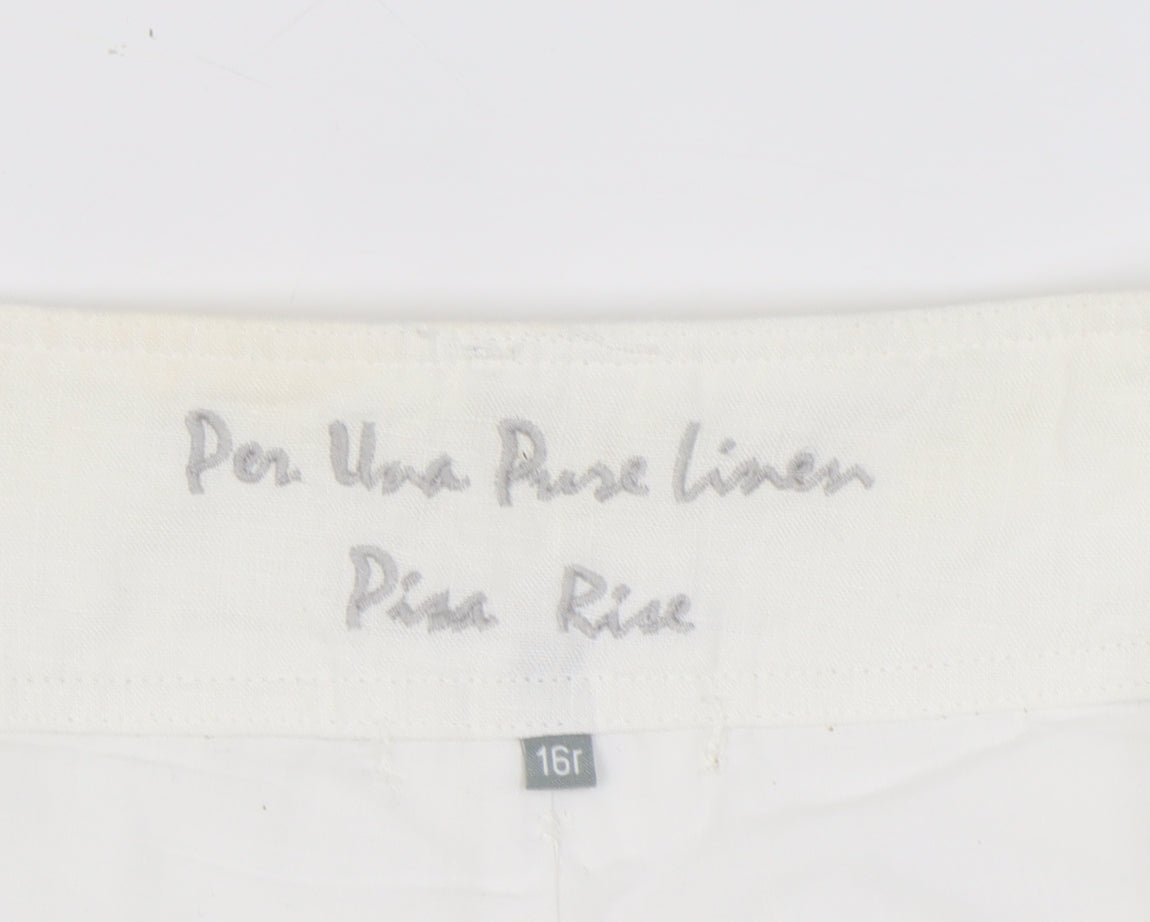 Marks and Spencer Women's White Linen Trousers Size 16