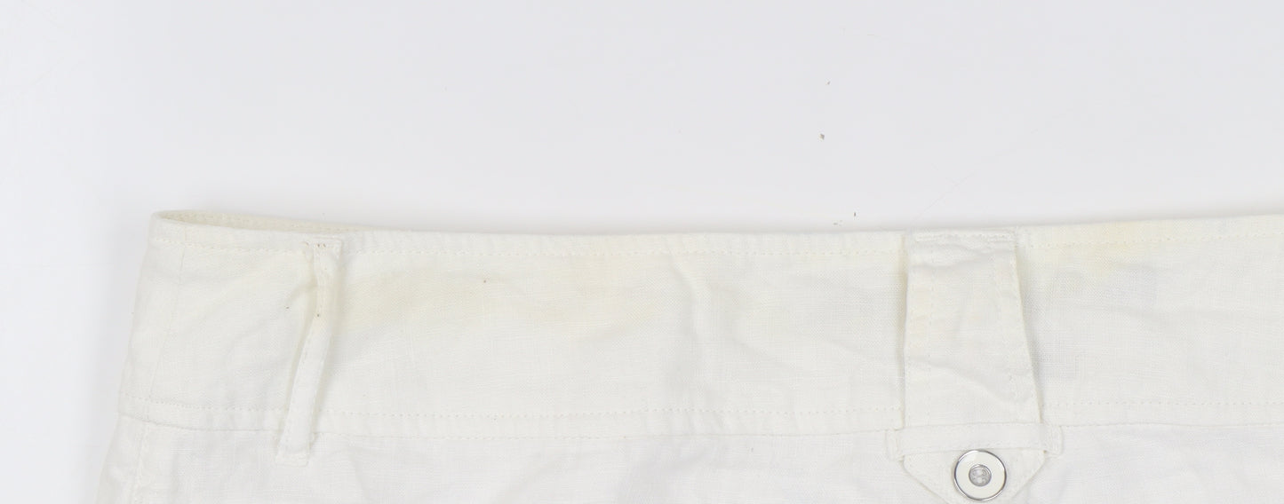 Marks and Spencer Women's White Linen Trousers Size 16