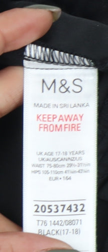 Marks and Spencer Boys Black Trousers 17-18 Years Uniform