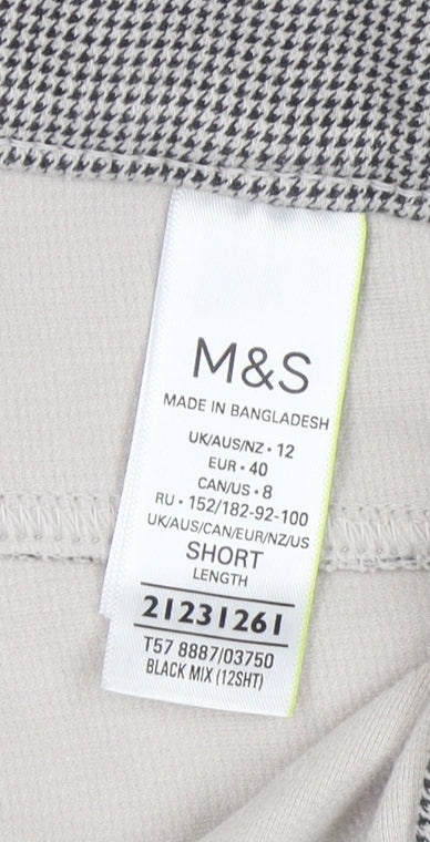 Marks and Spencer Women's Black Check Jeggings, Size 12