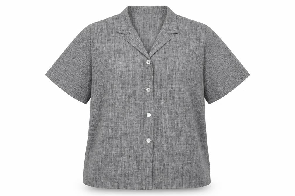 Front view of Eastex Women's Grey Button-Up Shirt, size 20