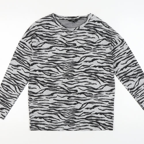 Next Women Grey Animal Print Long Sleeve Jersey Top