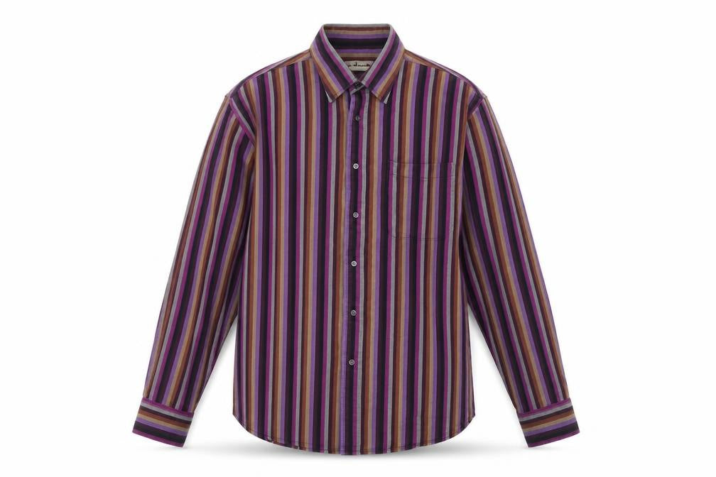 Front view of Bar Harbour Men's Multicoloured Striped Shirt, size L, Casual