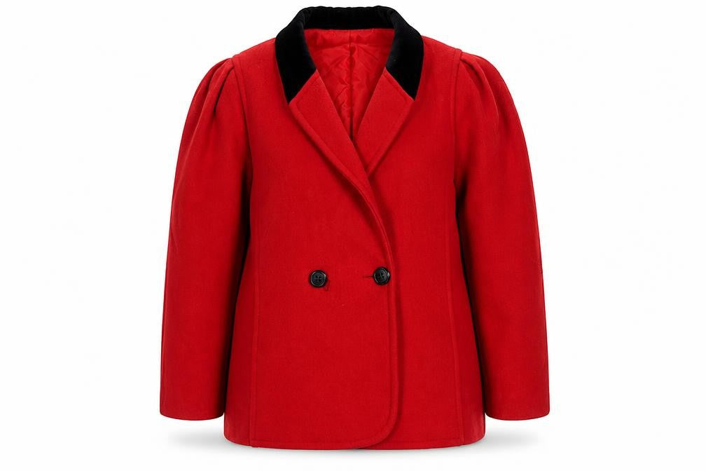 Front view of TopCoat Women's Red Wool Overcoat, size 16