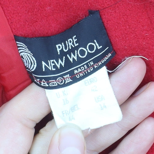 TopCoat Women's Red Wool Overcoat Size 16