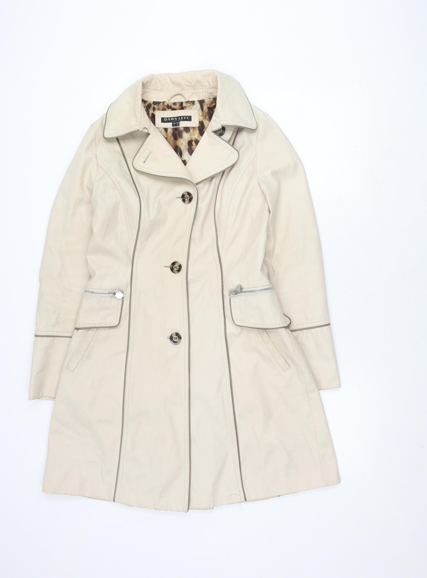 Dawn Levy Women's Beige Trench Coat Size 8