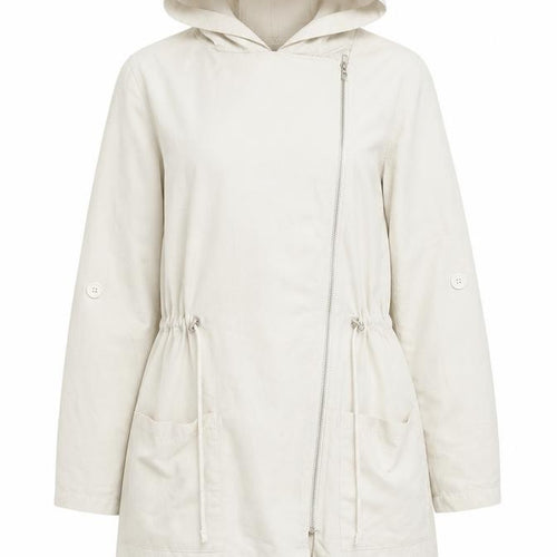 H&M Divided Women’s White Parka, Size 12, Casual Hooded