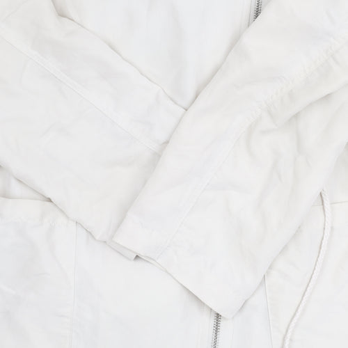 H&M Divided Women’s White Parka, Size 12, Casual Hooded