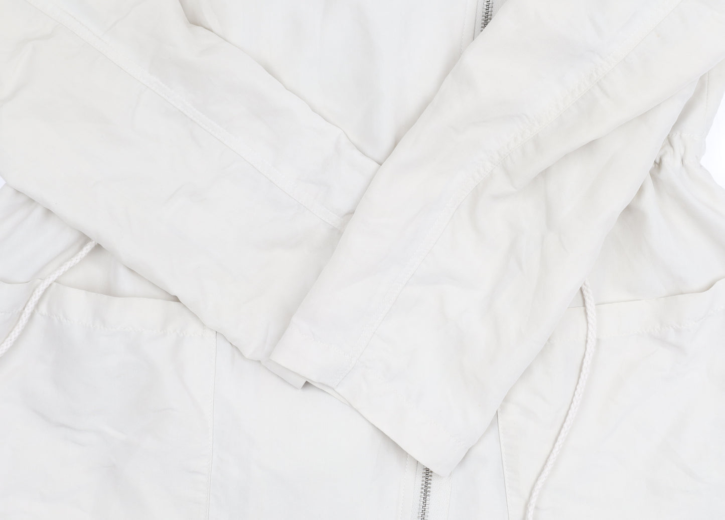 H&M Divided Women’s White Parka, Size 12, Casual Hooded