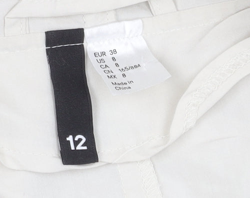 H&M Divided Women’s White Parka, Size 12, Casual Hooded
