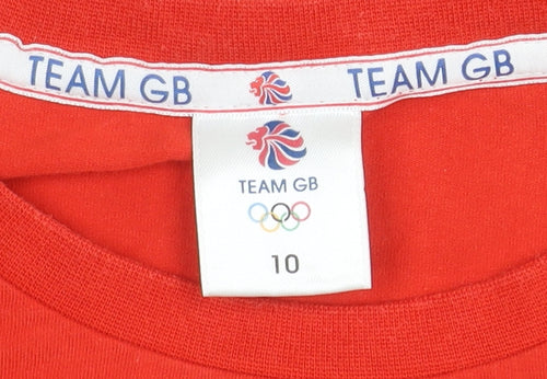 Team GB Women's Red T-Shirt Size 10 - Olympian Style
