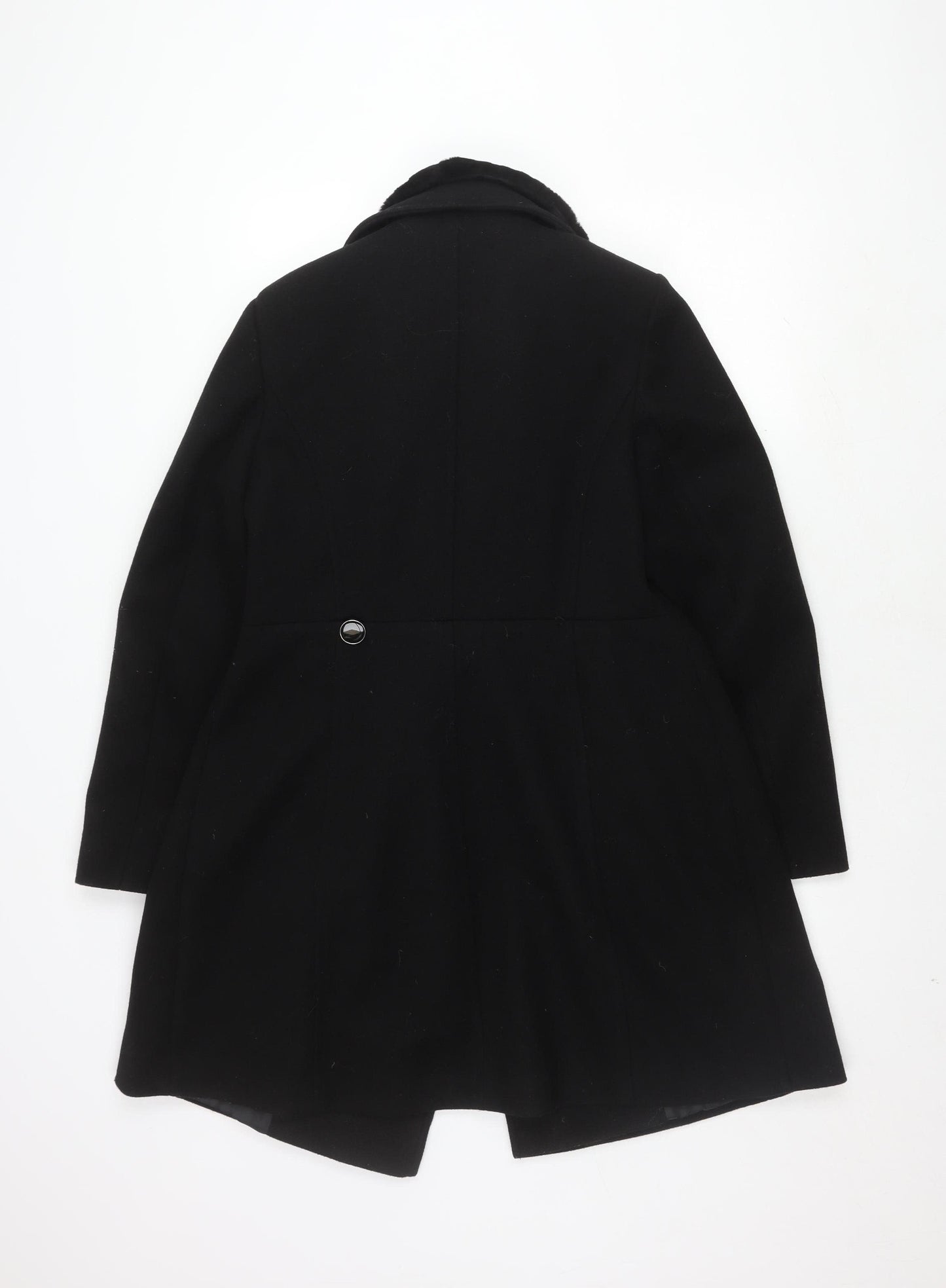 Dorothy Perkins Women's Black Coat Size 12 Faux Fur Accent