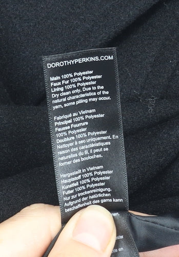 Dorothy Perkins Women's Black Coat Size 12 Faux Fur Accent