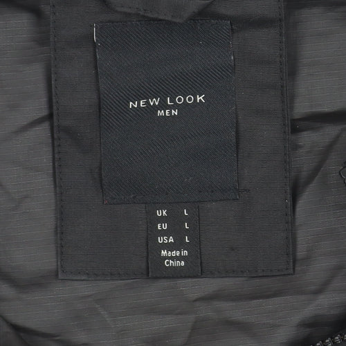 New Look Men's Black Hooded Jacket L