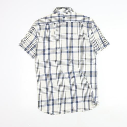 Superdry Men's Blue Check Short Sleeve Shirt, Size S