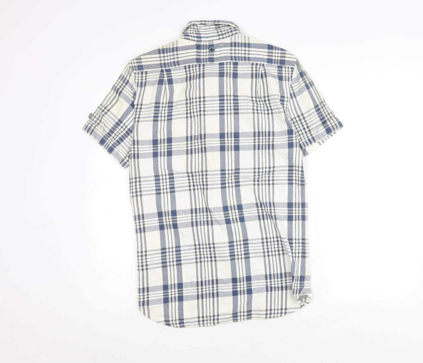 Superdry Men's Blue Check Short Sleeve Shirt, Size S