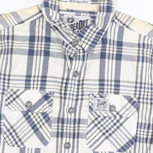 Superdry Men's Blue Check Short Sleeve Shirt, Size S